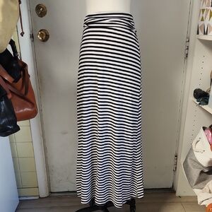 Black and White Striped Maxi Skirt